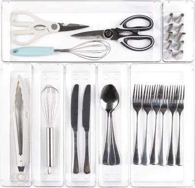 Immagine prodotto di Scatola portaoggetti per cassetti da cucina - 7 pezzi - Plastica - Scatola porta cosmetici