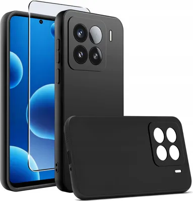Zdjęcie produktu dla Etui do Xiaomi 15 Pro CASE Gumowe CZARNE Matowe Silikon Slim + SZKŁO
