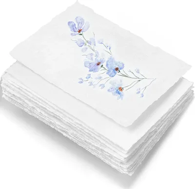 Productafbeelding van A5 Handgemaakt Schepranden Katoenpapier - Koudgeperst - Verf, Aquarel, Schrijven, Printer - Kaarten, Uitnodigingen, Menu's