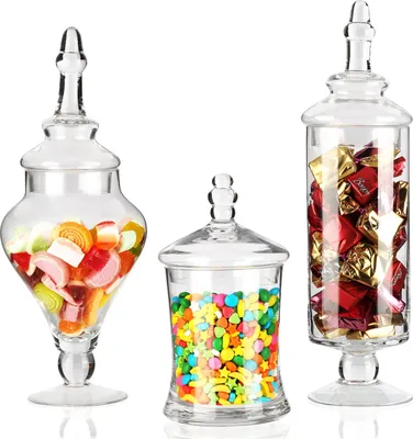 Produktbild von Belle Vous Süßigkeiten Glas mit Deckel Set im Viktorianischen Stil (3er Pack) Bonbonglas mit Deckel Groß Dekorative Glasdose mit Deckel Vintage für