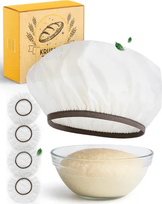 Produktbild von KRUSTENZAUBER 4x Abdeckhaube für Gärkörbe - Wiederverwendbar Gärfolie als Brot backen Zubehör – Gärhauben schaffen ideale Bedingungen für Teiggärung