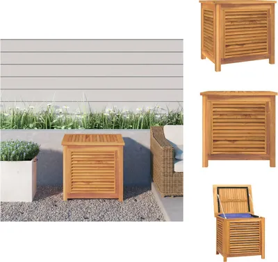 Image de vidaXL Coffre de jardin avec sac 60x50x58 cm Bois massif Teck -  Coffres de jardin