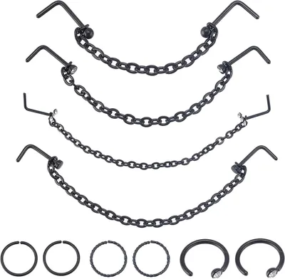 Imagen del producto de 10 anillos para la nariz s, con cadena – piercing y joyería para la nariz