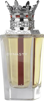 A perfume bottle with a crown-shaped cap.
