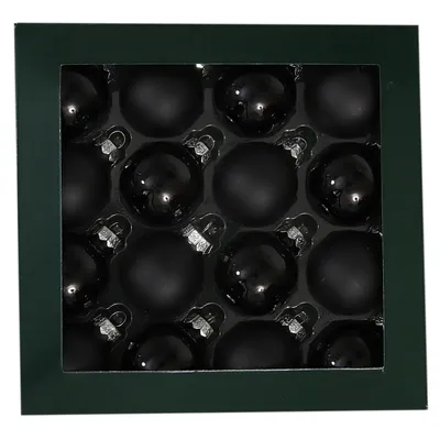 Produktbild von 16 x kleine Baumkugeln aus Glas Ø 3 cm - schwarz - Christbaumkugeln klein - Weihnachtbaumkugeln - Baumschmuck Glas