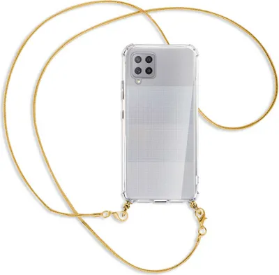 Produktbild von Handykette Backcover-Schutzhülle mit Band (Metall goldfarben) für Samsung Galaxy A42 5G - goldfarbene Kette Snake