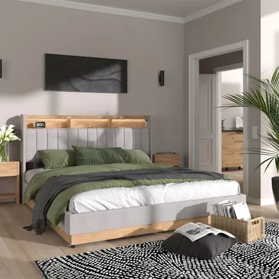 Obrázek produktu pro Čalouněná postel Vitalispa Nura Šedá 180x200 cm se 4 zásuvkami, Model 51720