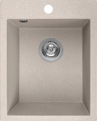 Produktbild von Granitspüle Beige Gesprenkelt 48×40 cm, Einzelbecken mit Automatiksiphon Chrom – Einbauspüle für kleine Küchen ab 40 cm Unterschrank