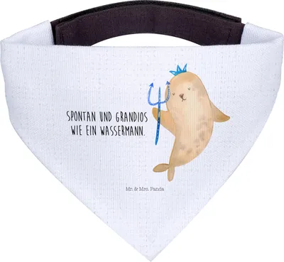 Produktbild von Mr. & Mrs. Panda Hundehalstuch Sternzeichen Wassermann - Weiß - Geschenk, Geburtstag Februar, Bandana, Januar, Dreieckstuch, Hunde Halstuch, Meermann, Hund, Nix, Meer