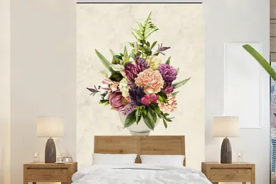 Produktbild von MuchoWow® Fototapete für Wohnzimmer oder Schlafzimmer Wandtapete Vinyl Motivtapete Aquarell - Farben - Stilleben - 160x240 cm - Vinyltapete