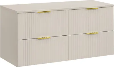 Produktbild von Badezimmer-Set 120 Cm In Kaschmirfarbe Mit Gefrästen Fronten