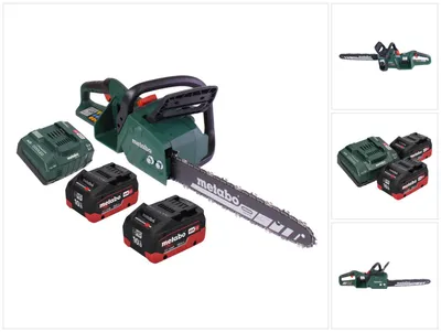 Obrázok produktu pre Metabo MS 36-18 LTX BL 40 Akumulátorová reťazová píla 36 V ( 2x 18 V ) 40 cm 22 m/s bez kefy + 2x batéria 10,0 Ah + nabíjačka