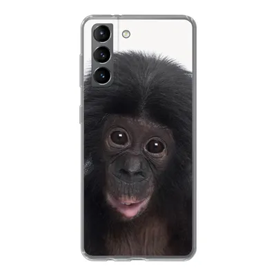 Produktbild von MuchoWow® Handyhülle Schutzhülle Hülle für Samsung Galaxy S21 Affe - Schimpanse - Porträt - Kinder - Jungen - Mädchen Silikon Softcase Handy Hülle - Softcase