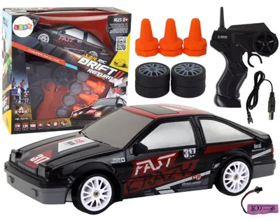 Obrázek produktu pro Rychlovodní sportovní model auta, ovládání na dálku, měřítko 1:24, černý, s vyměnitelnými koly