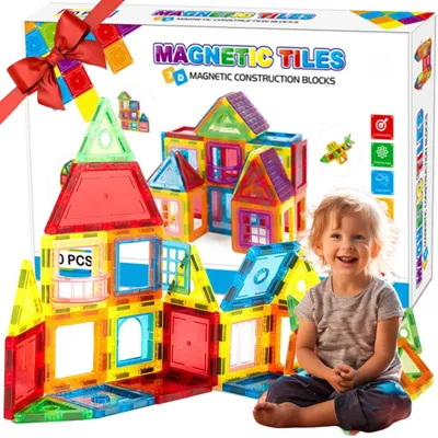 Produktbild von Magnetic Tiles Große Magnetische Bausteine 70 Teile Lernspielzeug