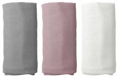 Produktbild von Musselin Mullwindeln 3er Pack 60x75 cm – Mulltücher aus Baumwolle, Baby Spucktücher & Einschlagtücher