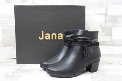 Produktbild von Jana Damen Kurzstiefelette schwarz mit Fesselbändchen und kleiner Zierschnalle , 4 cm Absatzhöhe 38