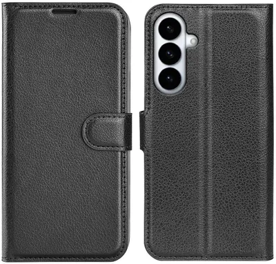 Image de Étui pour Samsung Galaxy S26 Plus - Coque portefeuille Phonesta Litchi Skin - Noir