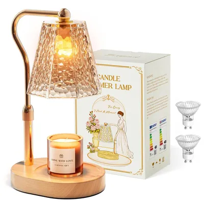Produktbild von Aromakerzenlampe, elektrischer Kerzenwärmer, 4 Helligkeitsstufen, 3 Timer, Abstand 9,6–16,1 cm, für Zuhause, Büro, Schlafzimmer, Wohnzimmer
