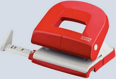 Produktbild von Novus Bürolocher E 216, bis 16 Blatt rot/grau, mit Anschlagschiene