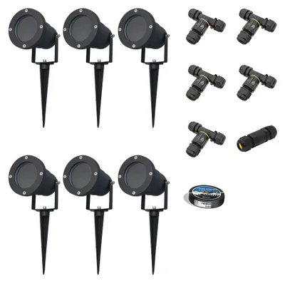 Produktbild von hoftronic Gartenstrahler 6x XL Aluminium Schwarz IP65 GU10 20W