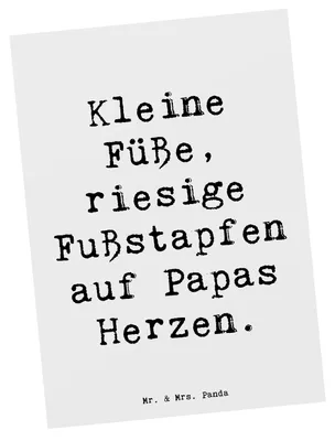 Produktbild von Mr. & Mrs. Panda Postkarte Spruch Baby Herzabdrücke - Weiß - Geschenk, Familienleben, Ansichtskarte, Papa, bildkarte, Fotokarte, einzigartige Designs, Postkarten, Freude