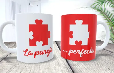 2 personalisierte Tassen aus Keramik, 350 ml, spülmaschinenfest