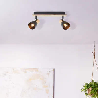 Produktbild von BRILLIANT Daintree Spotbalken 2-flammig holz/schwarz