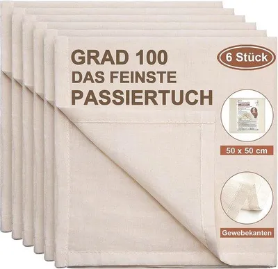 Produktbild von Leinennetz zum Kochen – Set mit 6 wiederverwendbaren Mulltüchern, 50x50 cm