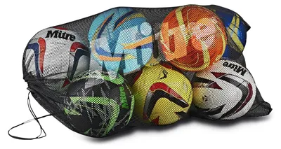 Productafbeelding van Ballentas mesh - 10 ballen - Maat 5 - Zwart - Met trekkoordsluiting - Voor voetballen