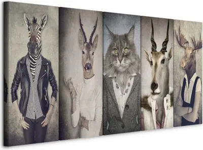 Produktbild von Vlies Leinwandbild - Animal Masks I 100x40 cm Tiere g-B-0041-b-m