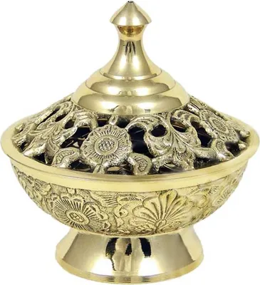 Produktbild von Räucherschale M. Gitter Messing Handarbeit 2918 Geschenk Weihrauchfas Кадильница