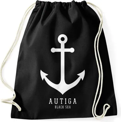 Produktbild von Turnbeutel Anker Nautical Sailor Segeln Hipster Beutel Tasche Gymsac Autiga® schwarz unisize