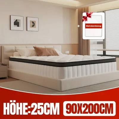 Image de Matelas à ressorts ensachés - Matelas ergonomiques - Matelas à 7 zones - Matelas à ressorts - Matelas à ressorts - 90x200 cm