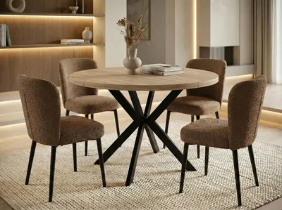 Produktbild von Runder Ausziehbarer Esstisch - Loft Style Tisch mit Metallbeinen - 100 bis 180 cm - Industrieller Tisch für Wohnzimmer - Spacesaver - Sonoma Eiche - 100 cm