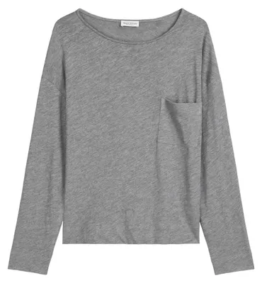 Produktbild von Marc OߴPolo Damen Langarmshirt mit Brusttasche Regular Fit, Grau (Light Grey Mel