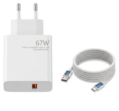 Produktbild von Schnellladegerät 67W mit USB-C Kabel, 1 Meter, weiß