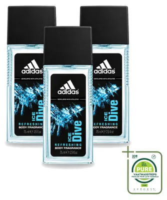 Immagine prodotto di 3 flaconi di spray deodorante Adidas Ice Dive - 75 ml - confezione grande - 3 pezzi