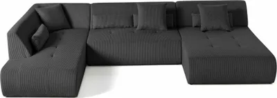 Produktbild von Lisa Design Onyx - modulares 7-Sitzer Wohnlandschaft links - Cord , Dunkelgrau