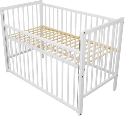 Produktbild von Need Sleep Babybett Martin 120x60 cm Höhenverstellbar - absenkbares Seitengitter - Beistellbett Baby Bed weiß