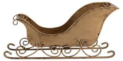 Produktbild von Clayre & Eef Weihnachtsdekorationsfigur Schlitten 20x6x9 cm Goldfarbig Metall