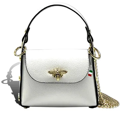 Produktbild von Florence Leder Tasche Damen Umhängetasche weiß 19x65x14cm inklusive Italien Flagge D2OTF817W