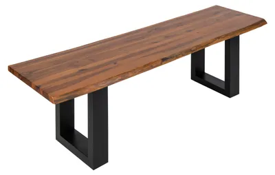 Produktbild von Sitzbank Baumkante 140 cm Cognac massiv Akazie schwarz ESRA