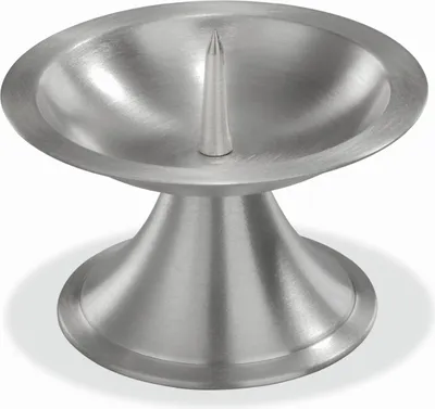 Produktbild von INNA-Glas Messing Kerzenständer OLIVERIO mit Dorn, für Kerzen Ø7-8 cm, vernickelt, matt gebürstet, Silber, 6,5 cm, Ø11 cm - Kerzen Halter