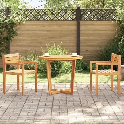Image de Maison Exclusive - Table de jardin ronde Ø 90 x 75 cm en bois massif d'acacia