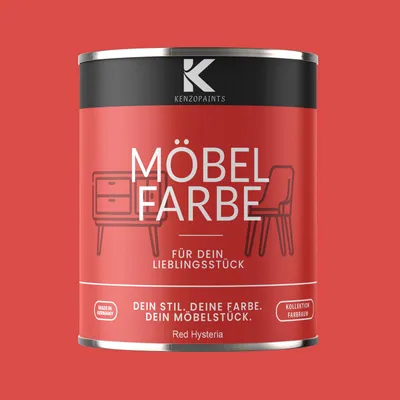 Produktbild von Kenzopaints 750ml Möbelfarbe Möbellack Buntlack Farbraum - Red Hysteria