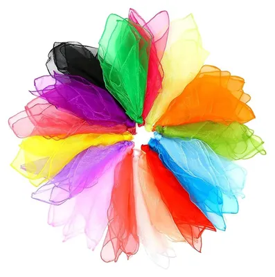 Image de Lot de 24 foulards de jonglage colorés en mousseline
