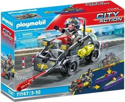Produktbild von PLAYMOBIL Quad Transformable Bandit, City Action Polizei Elite Einheit, Abnehmbare Räder, Schwimmer, Wendegesicht, 59 Teile, 5+ Jahre