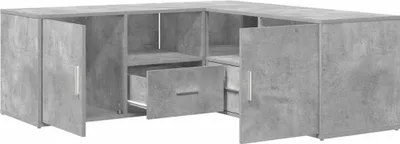 Produktbild von vidaXL Eckregal Betongrau 200x40x45 cm Holzwerkstoff