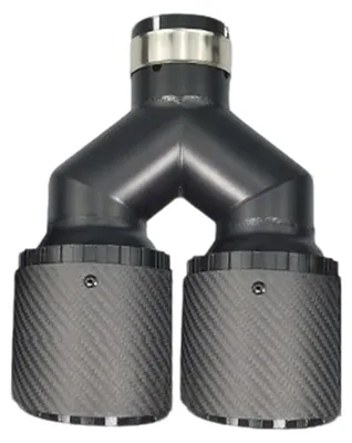 Immagine prodotto di Eschivatore per auto, diametro 2.25 pollici, con doppio uscita - ingresso 2.25 pollici (57 mm), realizzato in acciaio inossidabile 304, con terminali in fibra di carbonio